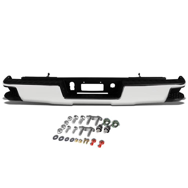 DEFENSA TRASERA 14-18 CHEVY SILVERADO 1500 GMC SIERRA 1500 - CORNER STEP MODEL W/O PARKING SENSOR HOLES - CHROME
