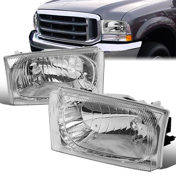 FAROS 02-07 FORD F-250, F-350, F-450, F-550 SUPER DUTY / 01-04 FORD EXCURSION - FITS MODELS WITH COMPOSITE HEADLIGHTS - DOES NOT FIT MODELS WITH SEALED BEAM HEADLIGHTS - OE STYLE - CHROME HOUSING