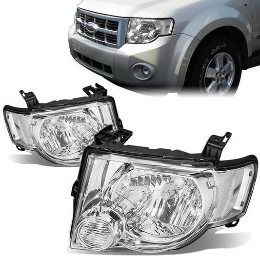FAROS 08-12 FORD ESCAPE 4-DOOR - H13 LOW BEAM / HIGH BEAM - CHROME HOUSING / CLEAR CORNER