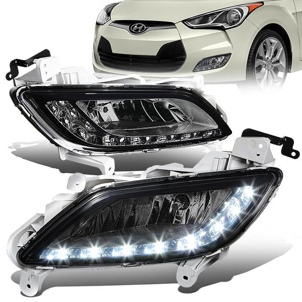 FAROS DE NIEBLA 12-16 HYUNDAI VELOSTER 3-DR - LED DRL - W/ SWITCH - 881 BULB - SMOKE