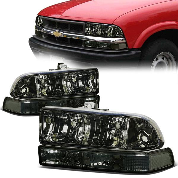 FAROS 98-04 CHEVY S10 / BLAZER - 4PC - 9006 LOW BEAM / 9005 HIGH BEAM - SMOKE HOUSING / CLEAR CORNER