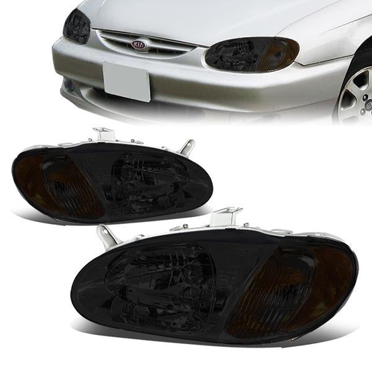 FAROS 98-01 KIA SEPHIA - SMOKE HOUSING / AMBER CORNER - 9003 H4 LOW BEAM / HIGH BEAM