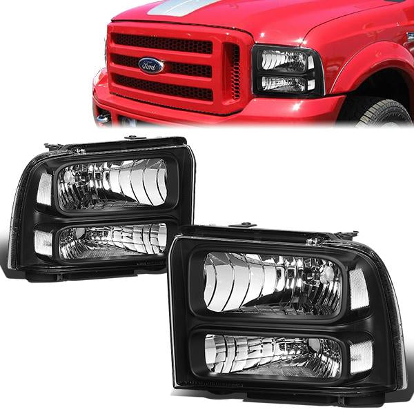 FAROS 05-07 FORD F-250, F-350, F-450, F-550 2/4-DOOR SUPER DUTY - H13 LOW BEAM / HIGH BEAM - BLACK HOUSING / CLEAR CORNER