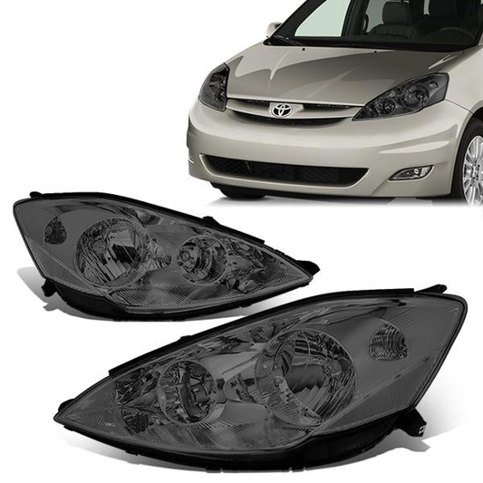 FAROS 06-10 TOYOTA SIENNA 4/5-DOOR - FITS HALOGEN HEADLIGHT MODELS ONLY - SMOKE HOUSING / CLEAR CORNER - 9006 LOW BEAM / 9005 HIGH BEAM