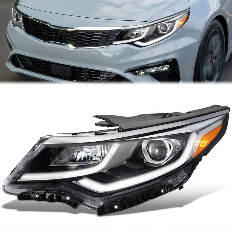 FAROS OE STYLE - 19-20 KIA OPTIMA - USES 9005 HIGH / LOW BEAM BULBS / 2825 SIDE MARKERS W/ DAYTIME RUNNING LIGHTS - FITS MODELS WITH LED DRL - LEFT - OE STYLE - BLACK