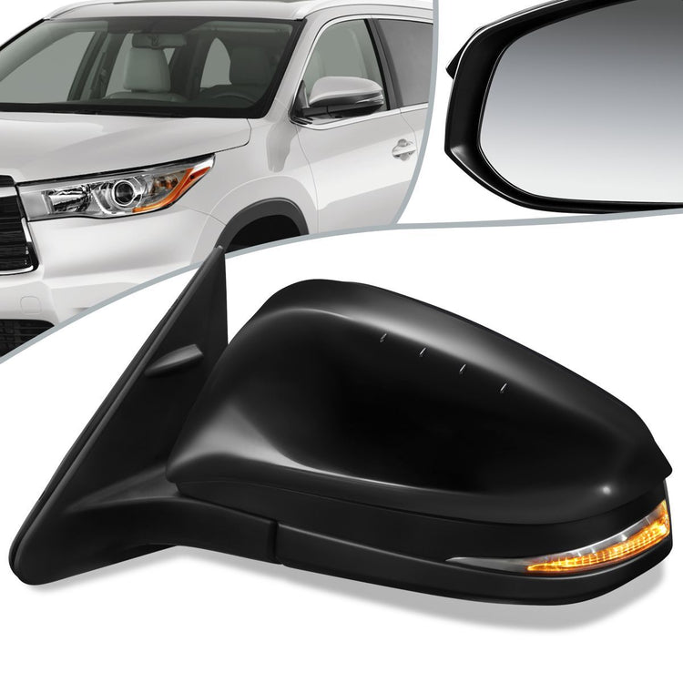 RETROVISOR MIRROR - OEM - 14-17 TOYOTA HIGHLANDER - POWERED - PAINTABLE - BLACK - LEFT