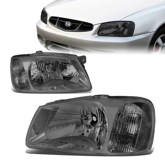 FAROS 00-02 HYUNDAI ACCENT 3/4-DOOR - SMOKE HOUSING / CLEAR CORNER - H4 LOW BEAM / HIGH BEAM