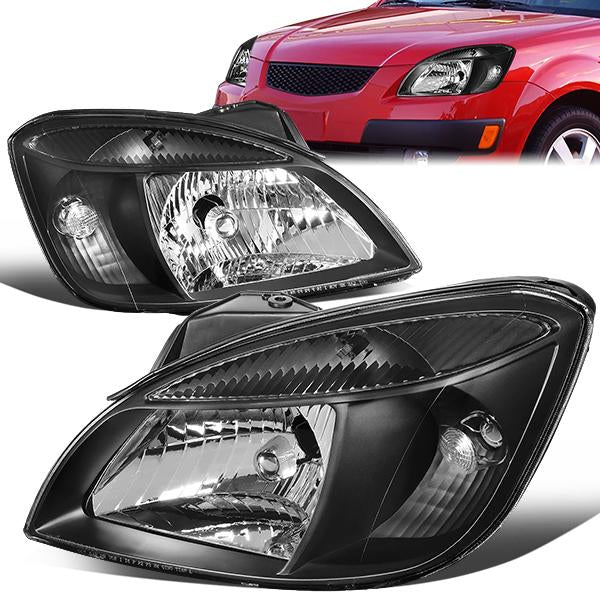 FAROS 06-08 KIA RIO / 06-08 KIA RIO5 - BLACK HOUSING / CLEAR CORNER - H4 HIGH BEAM / H4 LOW BEAM / PY21W SIGNAL / 194 MARKER