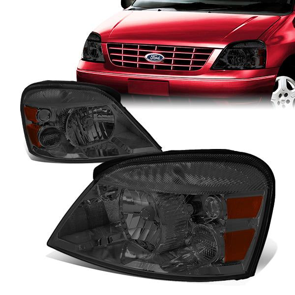 FAROS 04-07 FORD FREESTAR / MERCURY MONTEREY 3/4-DOOR - SMOKE HOUSING / AMBER CORNER - H13 LOW BEAM / HIGH BEAM