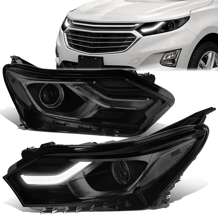 FAROS 18-21 CHEVROLET EQUINOX - ONLY FITS MODELS WITH FACTORY HALOGEN HEADLIGHTS - DOES NOT FIT HID XENON OR LED HEADLIGHT MODELS - PROJECTOR - LED DRL - CHROME HOUSING / SMOKED LENS / CLEAR CORNER - 9012 H1R2 LOW BEAM / HIGH BEAM