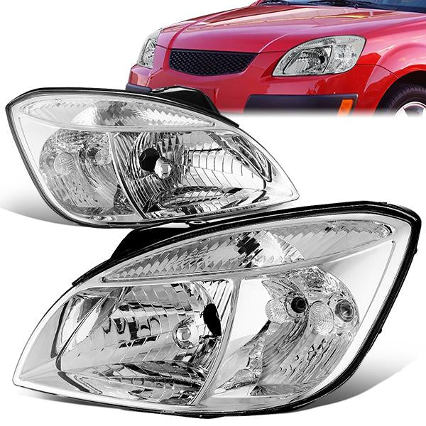 FAROS 06-08 KIA RIO / 06-08 KIA RIO5 - CHROME HOUSING / CLEAR CORNER - H4 HIGH BEAM / H4 LOW BEAM / PY21W SIGNAL / 194 MARKER