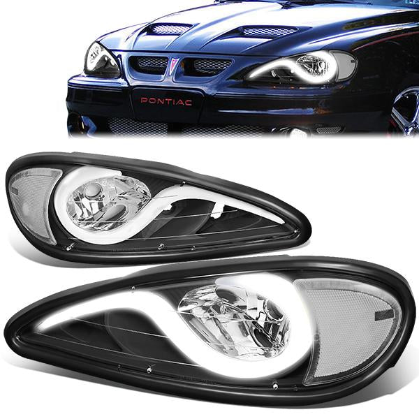 FAROS 99-05 PONTIAC GRAND AM - 3D - LED DRL - PROJECTOR - BLACK HOUSING / CLEAR CORNER - 9007 HIGH / LOW BEAM BULB