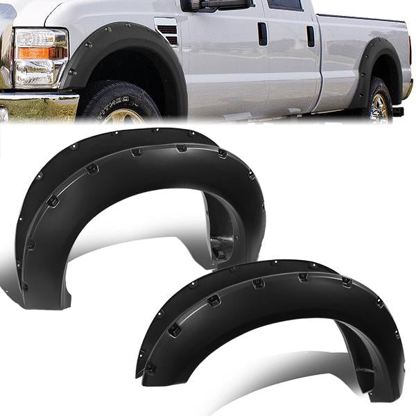 CANTONERAS 11-16 FORD F-250, F-350 SUPER DUTY - FITS 6.8", 8.2" STYLESIDE BED MODELS - WILL NOT FIT DUALLY MODELS - POCKET-RIVETED STYLE - TEXTURED - MATTE BLACK