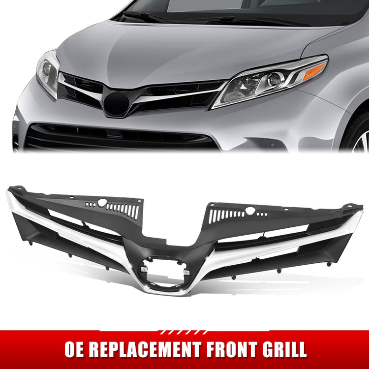 PARRILLA GRILLE - TY SIENA '11-'17/'18-'20/ GRILLE ASS'Y 18-20/ MAT-BLACK W/CHROME MOULDING/ (LE)//PARTS.NO,TO1200433//OEM NO,5310108150