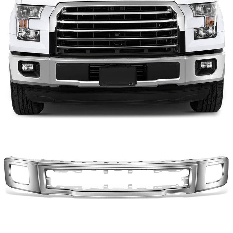 DEFENSA 15-17 FORD F-150, FITS MODELS W/O END CAPS; W/ FOG LAMPS - CHROME