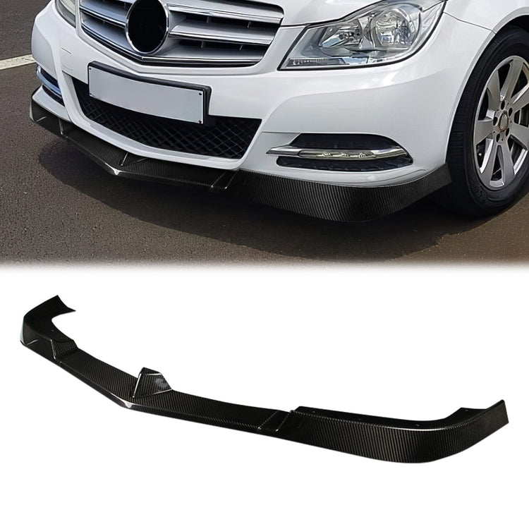 LIP FRONTAL 12-14 MERCEDES BENZ C180, C250, C300, C350, W204 SEDANS / 13-14 BENZ C200 - FITS AMG/SPORT PACKAGE MODELS ONLY - REQUIRES DRILLING BUMPER FOR INSTALLATION - 3PC - REAL CARBON FIBER
