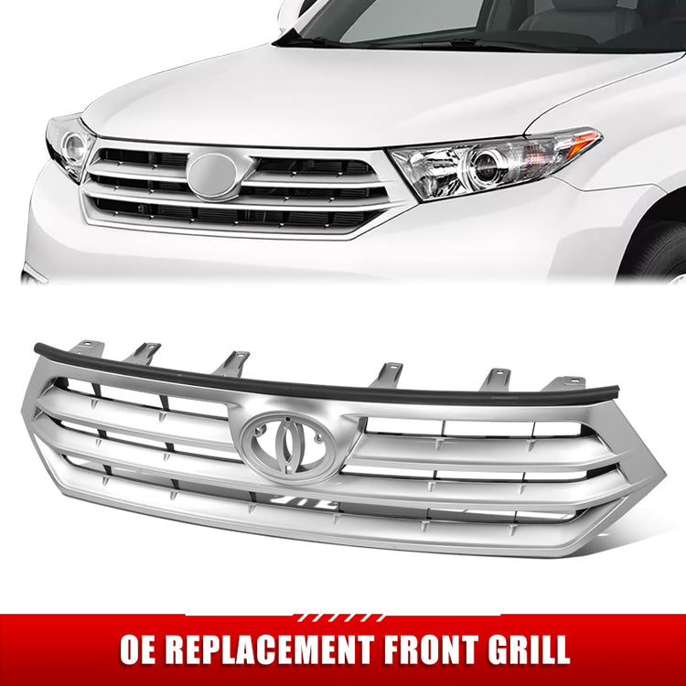 PARRILLA GRILLE - TY HILANDR '11-'13/ GRILLE ASS'Y/ PAINTED SILVER/BLACK//PARTS.NO,TO1200346//OEM NO,531010E020