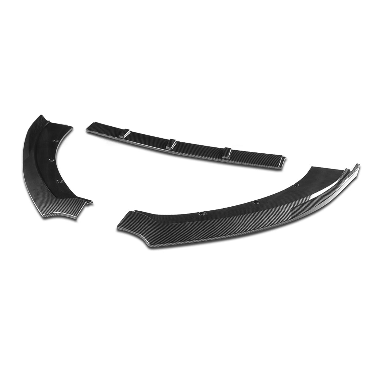 LIP FRONTAL 15-17 FORD MUSTANG GT WITHOUT PERFORMANCE OR 50TH PACKAGE - REQUIRES DRILLING BUMPER FOR INSTALLATION - 3PC - CARBON FIBER LOOK