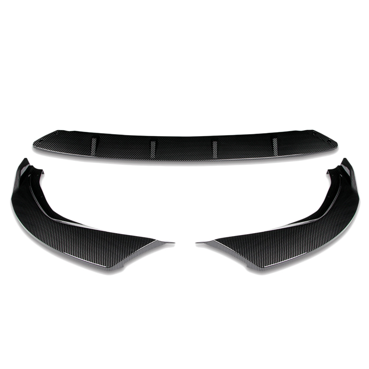 LIP FRONTAL 19-21 BMW G20, 330E, M340I, M340I XDRIVE, 330I - FITS MODELS WITH M-SPORT FRONT BUMPER - REQUIRES DRILLING BUMPER FOR INSTALLATION - 3PC - CARBON FIBER LOOK