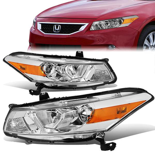 FAROS 08-12 HONDA ACCORD 2-DR COUPE - PROJECTOR - 9005 HIGH BEAM / H11 LOW BEAM - CHROME HOUSING / AMBER CORNER