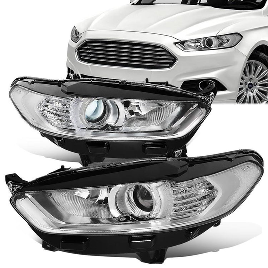 FAROS 13-16 FORD FUSION - PROJECTOR - OE STYLE - H11 LOW BEAM / H7 HIGH BEAM - CHROME HOUSING / CLEAR CORNER