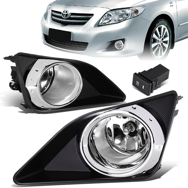 FAROS DE NIEBLA 09-10 TOYOTA COROLLA 4-DR SEDAN - WITH SWITCH, BEZEL - H11 BULBS - CHROME / CLEAR