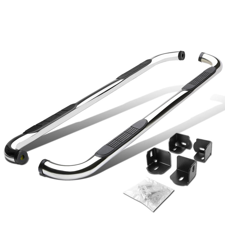 ESTRIBOS 3" - ROUND - 90 DEG - 04-12 CHEVY COLORADO, GMC CANYON / 06-08 ISUZU I-SERIES PICKUP - EXTENDED CAB - SILVER