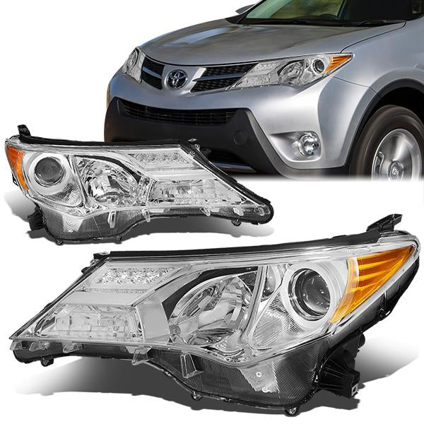 FAROS 13-15 TOYOTA RAV4 - PROJECTOR - H11 LOW BEAM / 9005 HIGH BEAM / 3457A TURN SIGNAL - CHROME HOUSING / AMBER CORNER