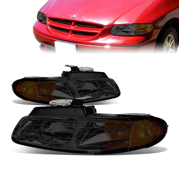 FAROS 96-99 DODGE CARAVAN, GRAND CARAVAN , PLYMOUTH VOYAGER , GRAND VOYAGER , CHRYSLER TOWN & COUNTRY , CHRYSLER VOYAGER , GRAND VOYAGER - 3DR/4DR - LED - 9007 LOW BEAM / HIGH BEAM - SMOKE HOUSING / AMBER CORNER