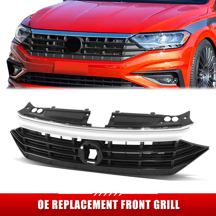 PARRILLA GRILLE - VG JETA 19-23/ GRILLE ASS'Y/ MAT-BLACK/CHROME/ W/PAINTED BLACK MOULDING/ (W/R-LINE PKG)(1.4T)//PARTS.NO,VW1200175//OEM NO,17A853651LLDB
