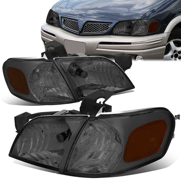 FAROS 97-05 CHEVY VENTURE / 97-04 OLDSMOBILE SILHOUETTE / 99-05 PONTIAC MONTANA / 97-99 PONTIAC TRANS SPORT 3/4-DOOR - 4PC - SMOKE HOUSING / AMBER CORNER - 9004 LOW BEAM / HIGH BEAM