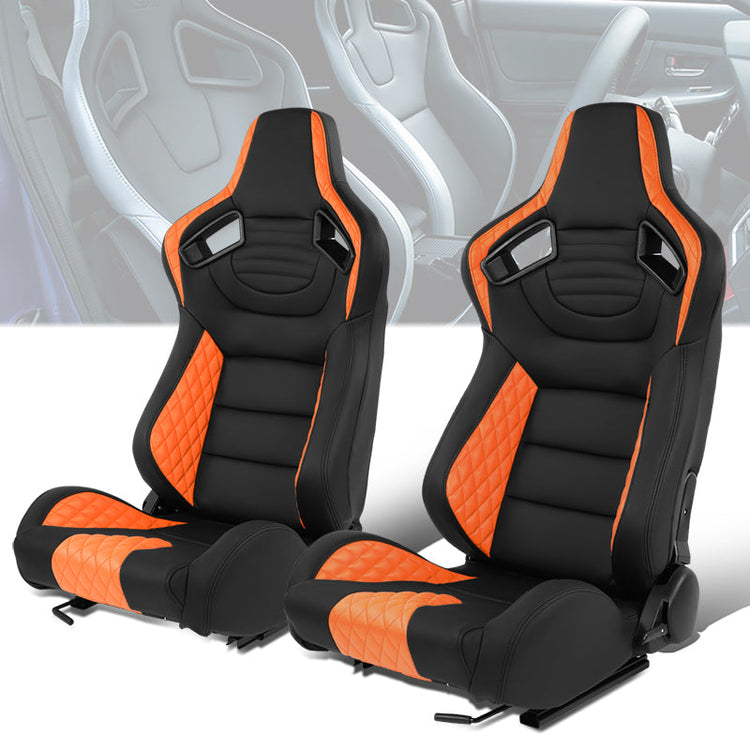 ASIENTOS RACING BLACK RED PVC - WITH SINGLE ADJUSTOR & DOUBLE SLIDER- VEHICLES WITH AFTERMARKET SEAT BRACKET; CAN ACCOMODATE SEAT OVERALL DIMENSIONS