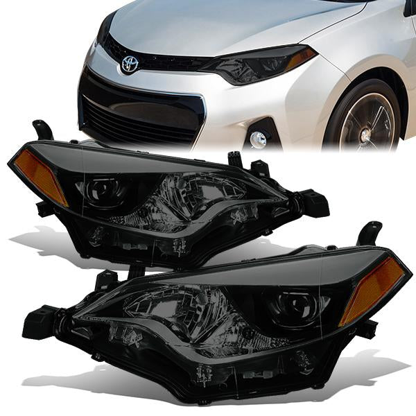 FAROS 14-16 TOYOTA COROLLA SEDAN - PROJECTOR - LED LOW BEAM / 9005 HIGH BEAM - 7444NA TURN SIGNAL - SMOKE HOUSING / AMBER CORNER
