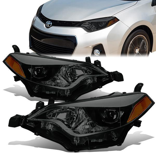 FAROS 14-16 TOYOTA COROLLA SEDAN - PROJECTOR - LED LOW BEAM / 9005 HIGH BEAM - 7444NA TURN SIGNAL - SMOKE HOUSING / AMBER CORNER