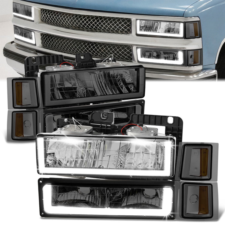 FAROS SMOKE LENS,AMBER REFLECTOR,CHROME HOUSING - 8PCS - LED BAR - 94 CHEVROLET BLAZER / 94-99 CHEVROLET C1500 / 94-99 CHEVROLET C1500 SUBURBAN / 94-00 CHEVROLET C2500 / 94-99 CHEVROLET C2500 SUBURBAN / 94-00 CHEVROLET C3500 / 94-99 CHEVROLET K1500 /