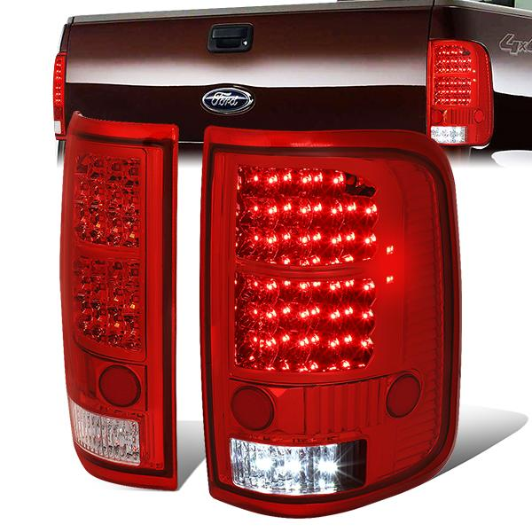 FAROS TRASEROS 04-08 FORD F-150 / LOBO - LED - CHROME / RED