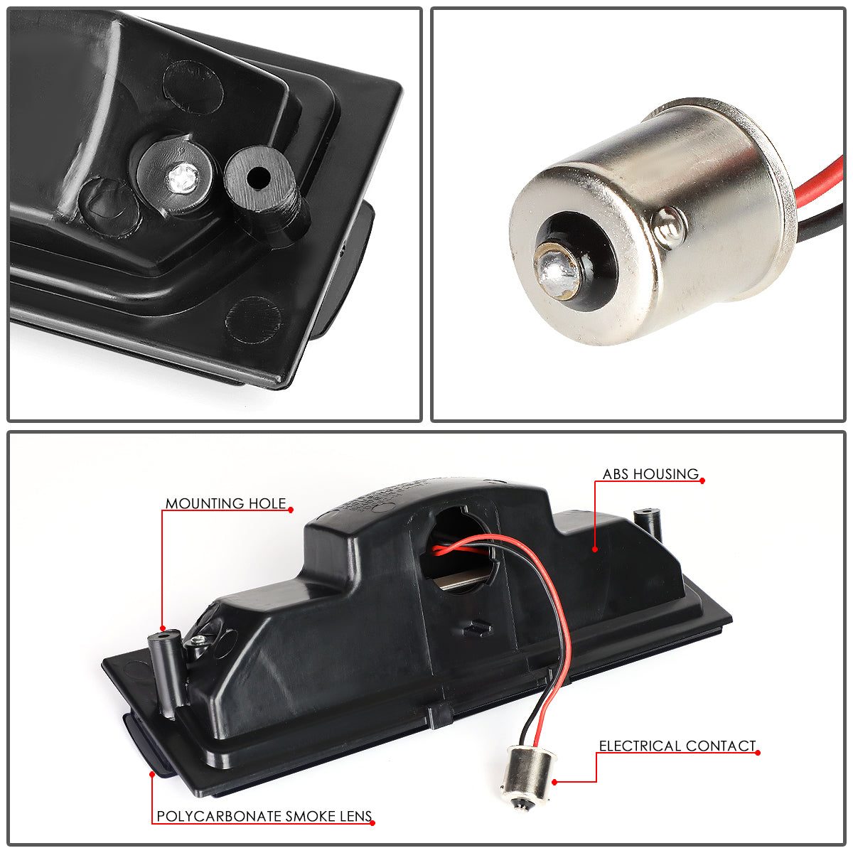 LUZ DE FRENO 91-96 CHEVY CORVETTE - PLUGS INTO FACTORY BULB SOCKET - LED - BLACK / SMOKE