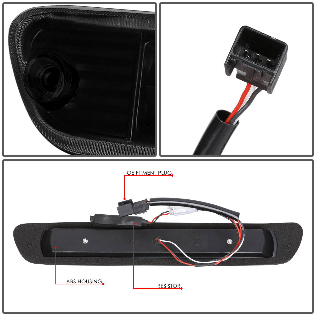 LUZ DE FRENO 04-12 CHEVY COLORADO, GMC CANYON / 06-08 ISUZU I-SERIES - 3D - LED - BLACK / SMOKE