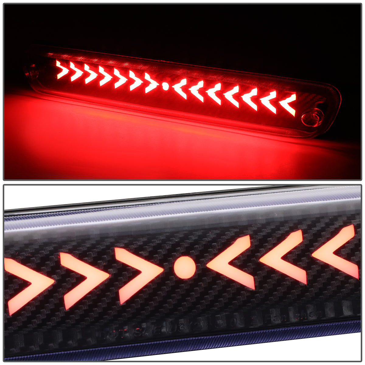 LUZ DE FRENO 04-12 CHEVY COLORADO, GMC CANYON / 06-08 ISUZU I-SERIES - 3D - LED - SEQUENTIAL ARROW LED - BLACK