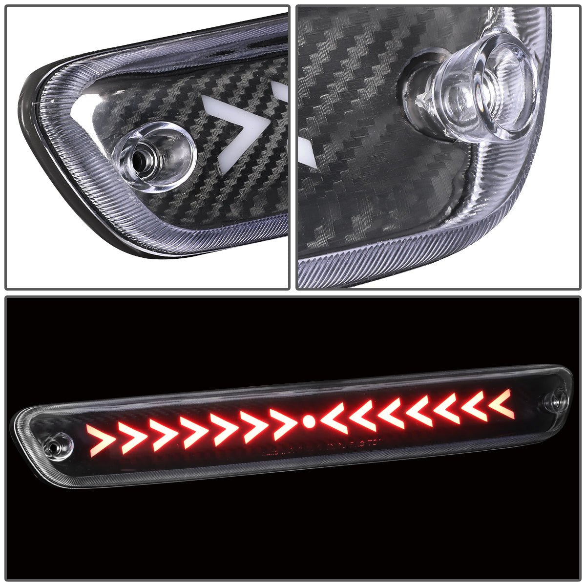 LUZ DE FRENO 04-12 CHEVY COLORADO, GMC CANYON / 06-08 ISUZU I-SERIES - 3D - LED - SEQUENTIAL ARROW LED - BLACK