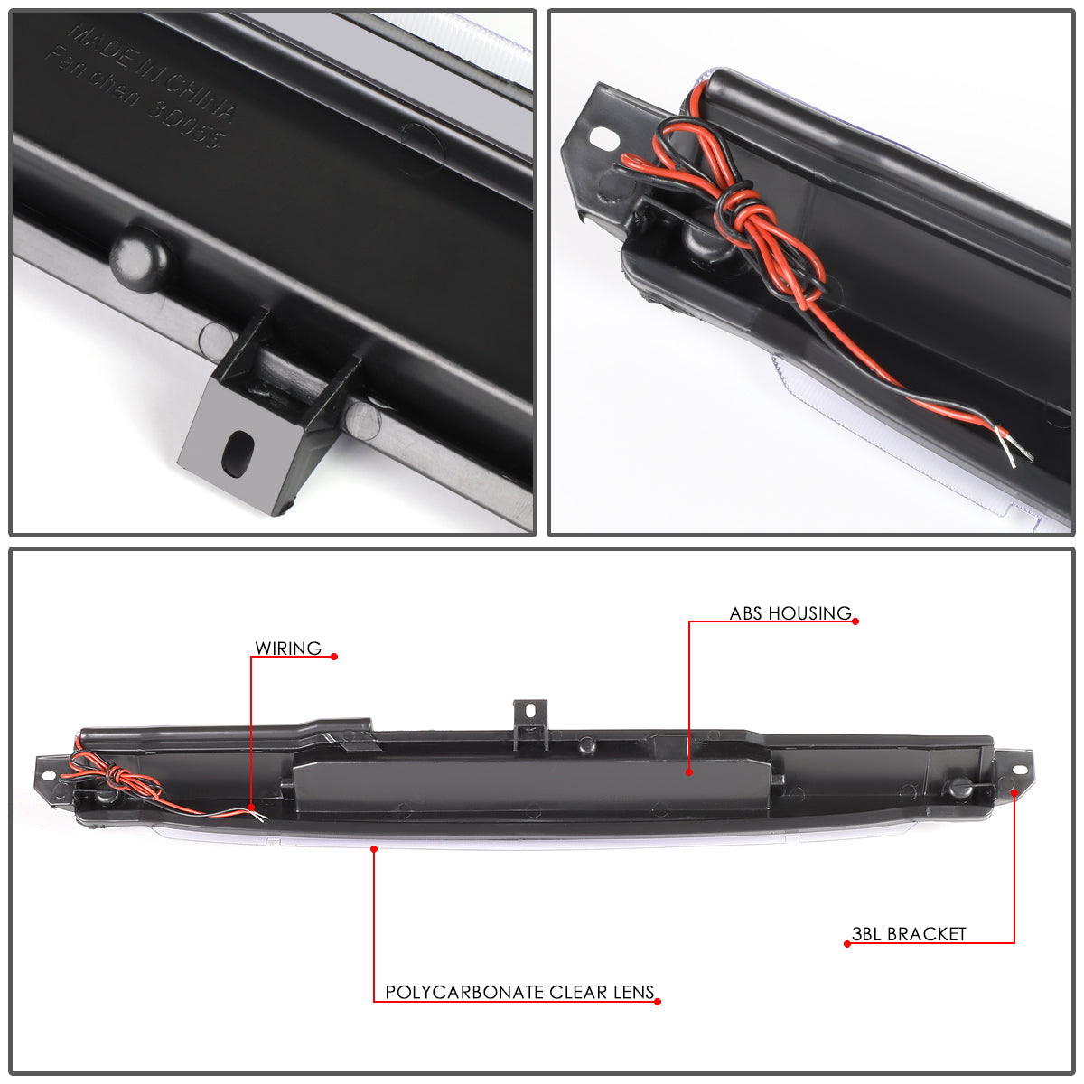 LUZ DE FRENO 04-07 BUICK RAINIER / 02-09 GMC ENVOY, CHEVROLET TRAILBLAZER / 04-06 CHEVROLET TRAILBLAZER EXT / 02-06 GMC ENVOY XL / 03-08 ISUZU ASCENDER / 02-04 OLDSMOBILE BRAVADA / 05-09 SAAB 9-7X - LED - BLACK