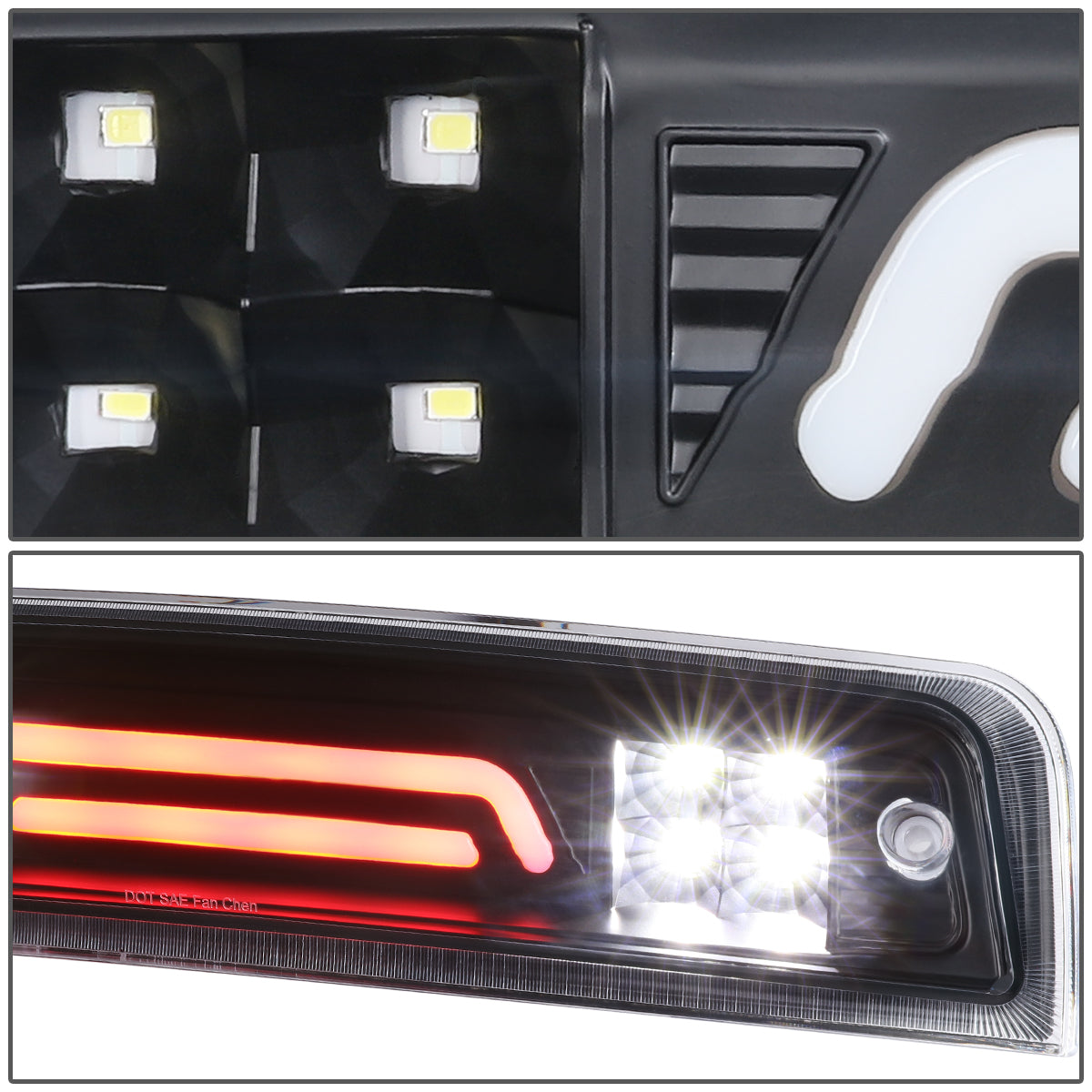 LUZ DE FRENO 09-17 DODGE RAM 1500 / 10-17 DODGE RAM 2500, 3500 - 3D - LED - BLACK