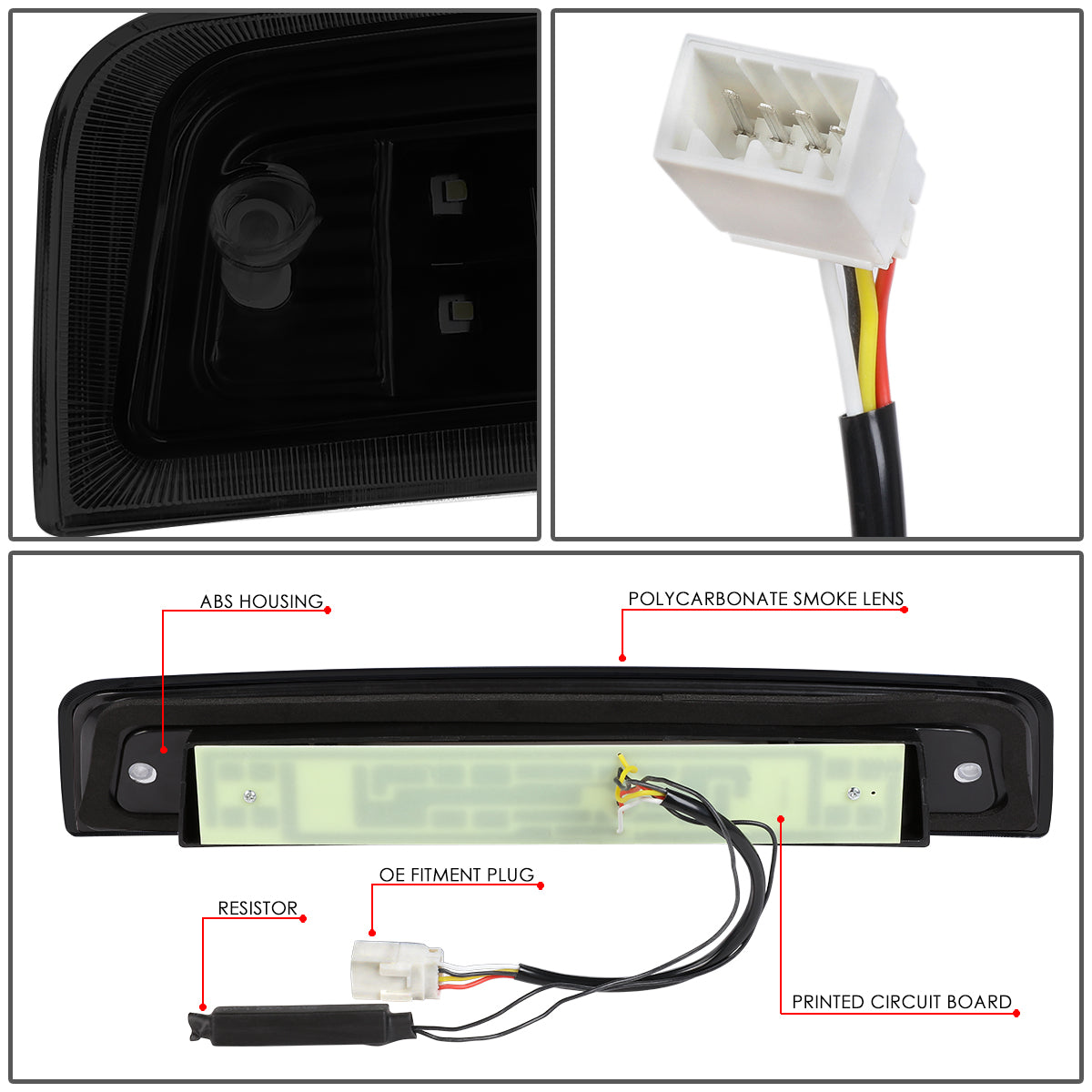 LUZ DE FRENO 09-17 DODGE RAM 1500 / 10-17 DODGE RAM 2500, 3500 - 3D - LED - BLACK / SMOKE