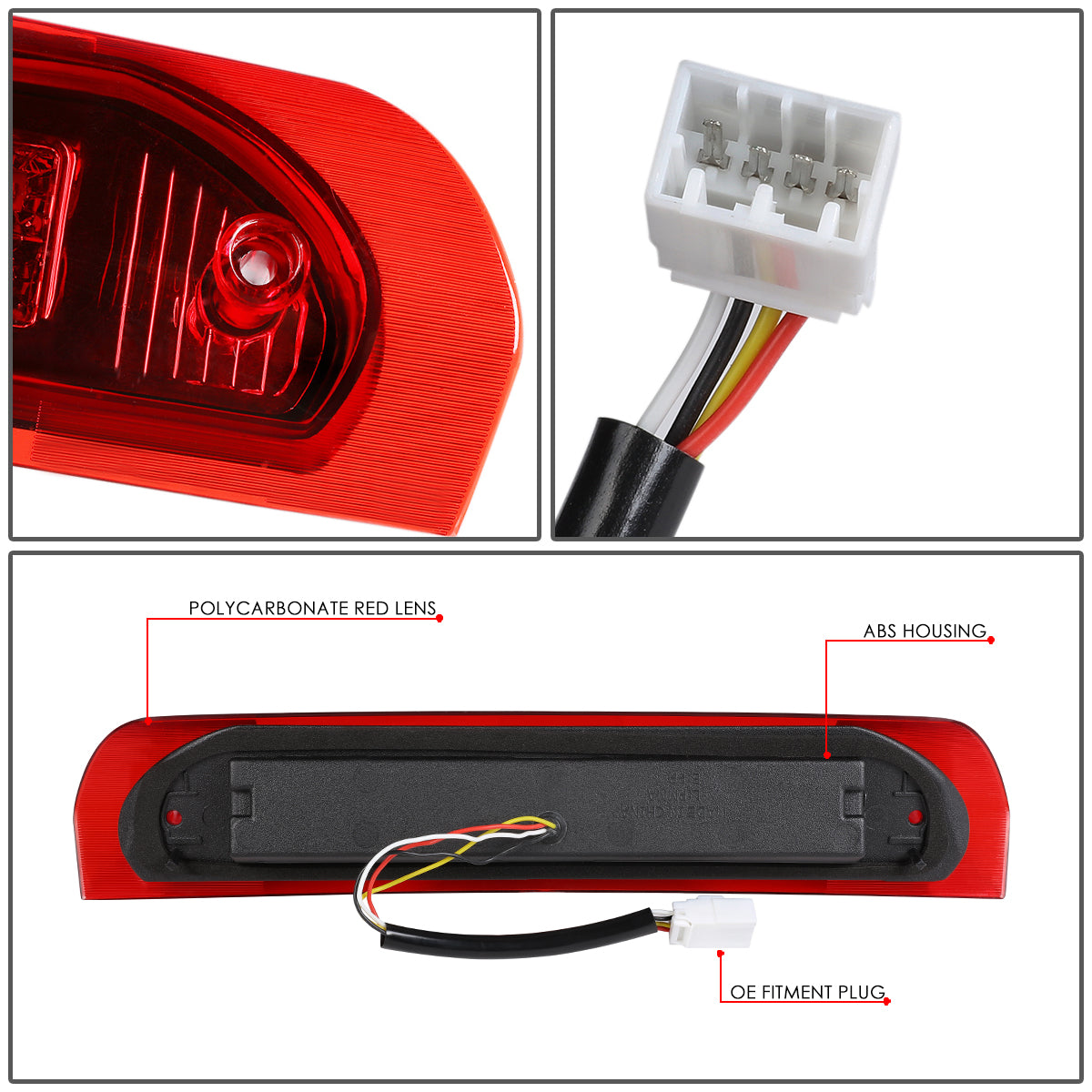 LUZ DE FRENO 02-08 DODGE RAM 1500 / 03-09 DODGE RAM 2500, 3500 - FITS MODELS WITH CARGO LIGHTS ONLY - 3D - LED - RED