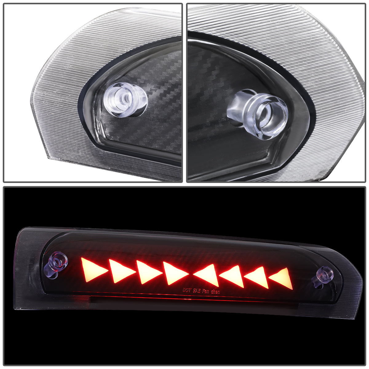 LUZ DE FRENO 02-08 DODGE RAM 1500 / 03-09 DODGE RAM 2500, 3500 - 3D - LED - SEQUENTIAL TRIANGLE LED - BLACK