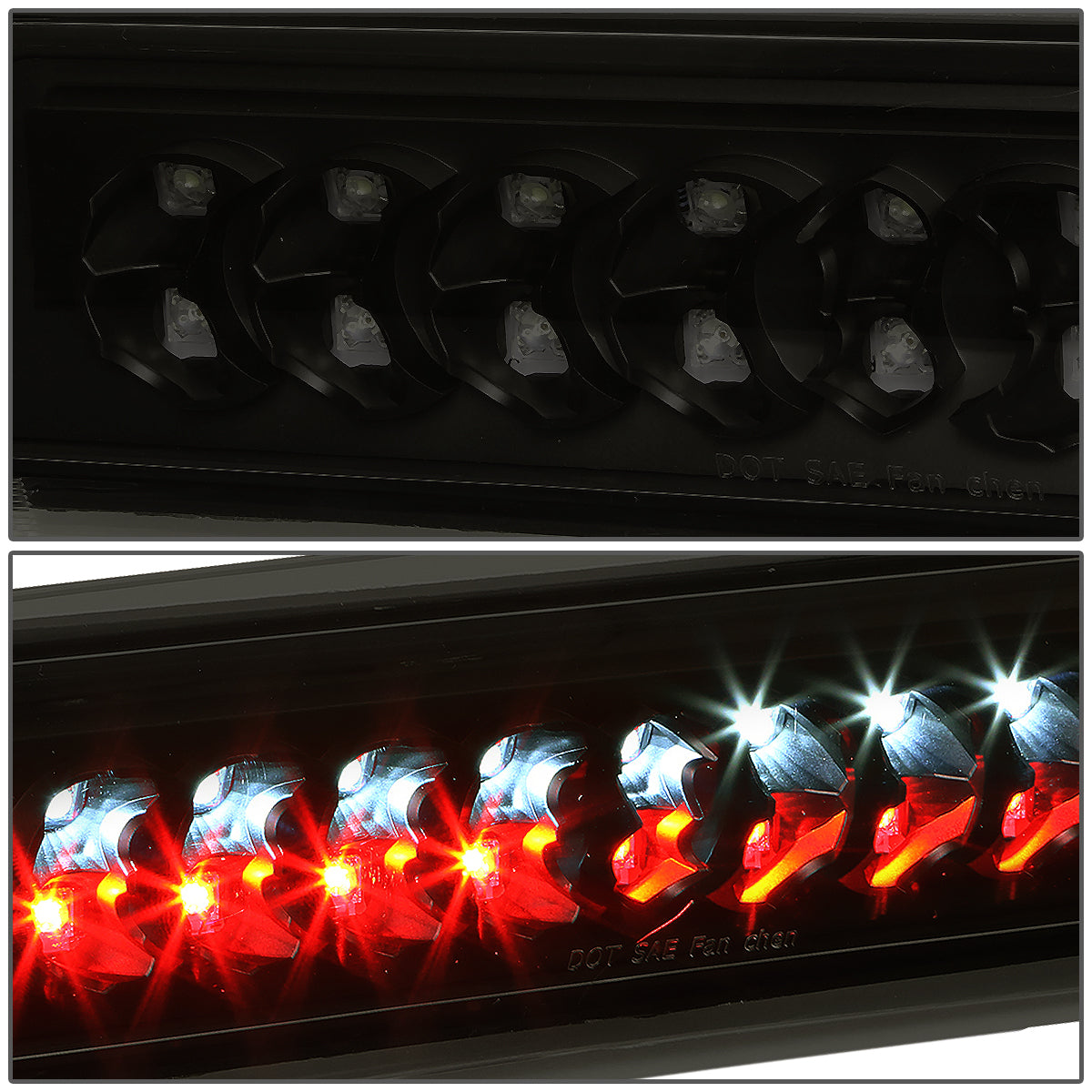 LUZ DE FRENO 02-08 DODGE RAM 1500 / 03-09 RAM 2500, 3500 - FITS MODELS WITH CARGO LIGHTS ONLY - LED - BLACK / SMOKE