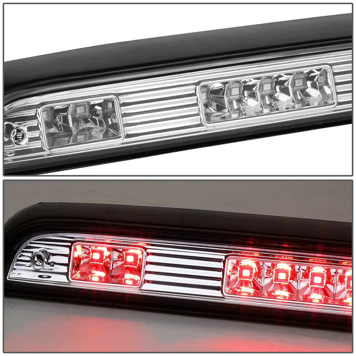 LUZ DE FRENO 92-96 FORD F-150, BRONCO / 92-97 F-250, F-350 - FITS MODELS WITHOUT REAR CARGO LIGHT - LED - CHROME
