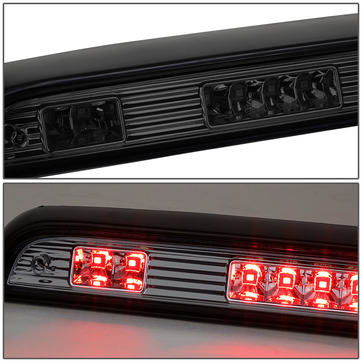 LUZ DE FRENO 92-96 FORD F-150, BRONCO / 92-97 F-250, F-350 - FITS MODELS WITHOUT REAR CARGO LIGHT - LED - SMOKE