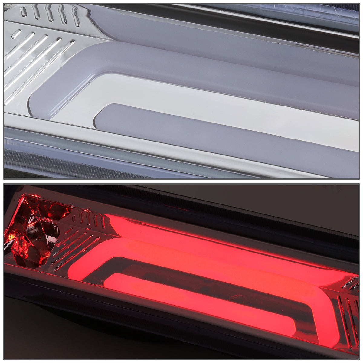 LUZ DE FRENO 87-93 FORD MUSTANG LX - FITS HATCHBACK MODELS WITH OEM SPOILER - PLUGS INTO FACTORY BULB SOCKET - 3D - LED - CHROME