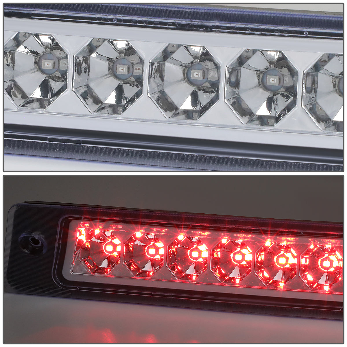 LUZ DE FRENO 87-93 FORD MUSTANG LX - FITS HATCHBACK MODELS WITH OEM SPOILER - PLUGS INTO FACTORY BULB SOCKET - LED - CHROME